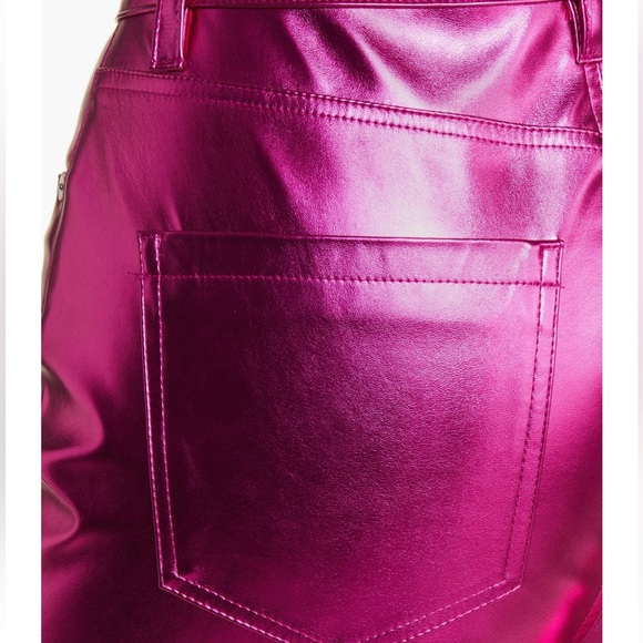 🔵 Metallic Faux Leather Wide Leg Pants BLANK NYC NWT sz 26 - Picture 5 of 14